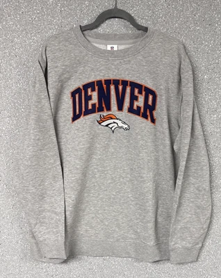 DENVER BRONCOS NFL Equipo Ropa Gris Cuello Redondo Sudadera 2XL XXL NUEVO Pullover Foto 1 de 4