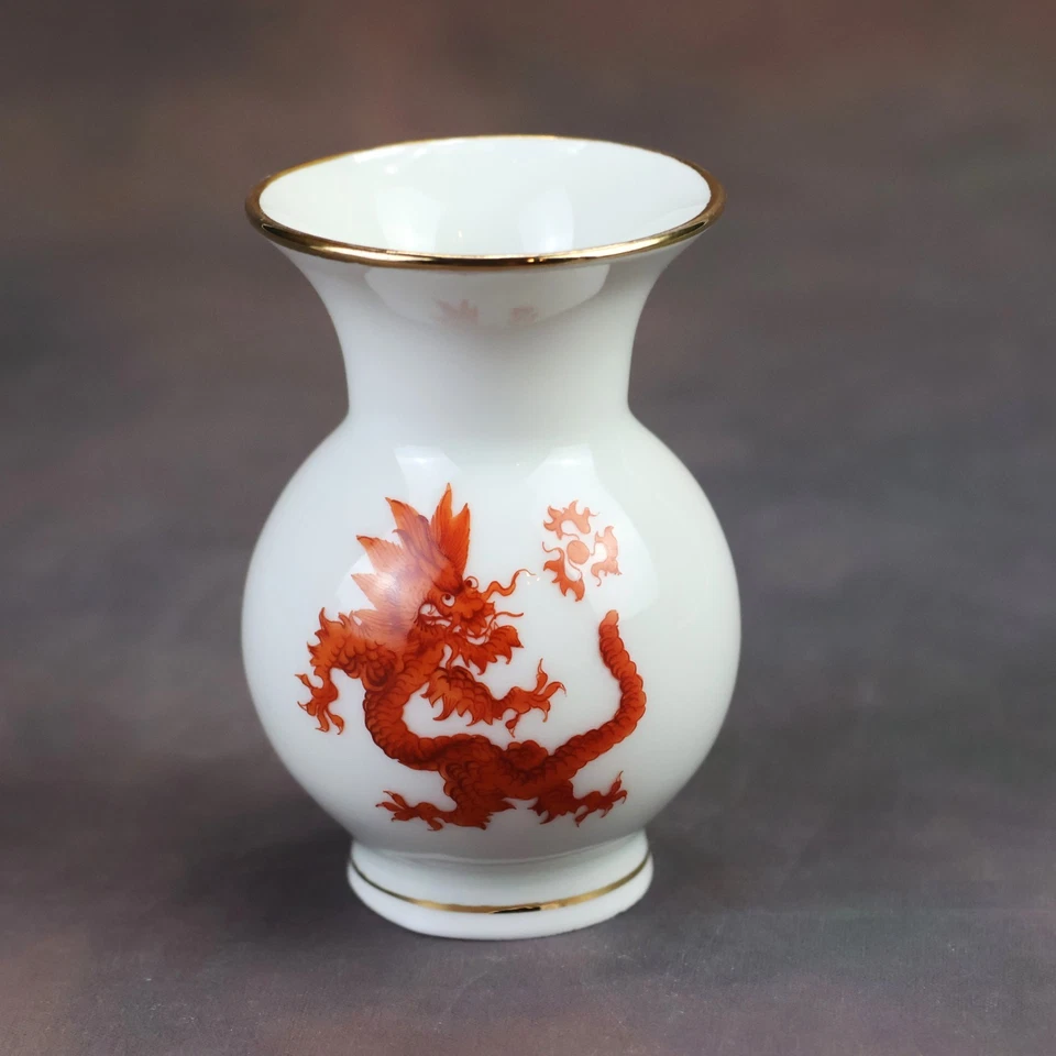 Vase mit Drachen Motiv ,Goldrand ,Ilmenau, von Henneberg, Meißener Handmalerei - Bild 1 von 4