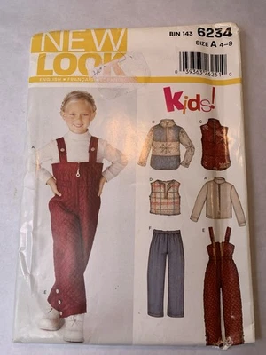 New Look 6234 Sewing Pattern Kids! Sizes 4-9 Top Jacket Coat Vest Snowpants Pant - Image 1 of 2