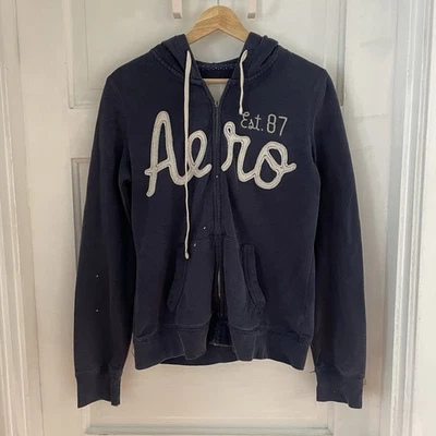 Sudadera con capucha vintage Y2K Aeropostale para mujer grande (19x24) logotipo estampado abullonado desgastado Foto 1 de 4