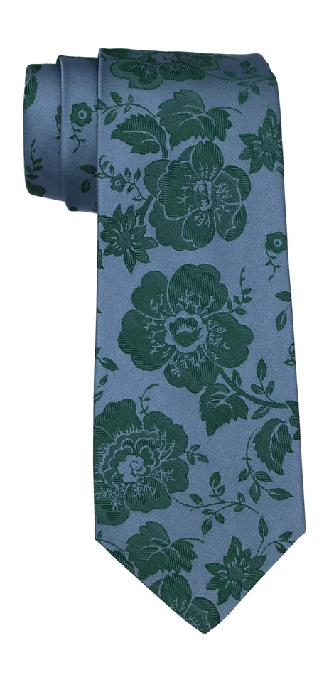 Corbata Kiton azul verde floral 7 pliegues Foto 1 de 1