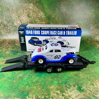 1940 ERTL Ford Coupe Race Car & Trailer Coin Bank/W Original Box 1995 NIB - Image 1 of 4