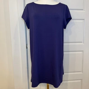 Eileen Fisher Purple Viscose Blend Short Sleeve Tunic Tee Women's Large - Picture 1 of 8