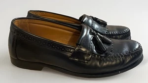G.H. Bass Grammer Black Leather Kiltie Tasseled Loafers Men’s Size 8 EE. EUC - Picture 1 of 10