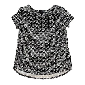 Alfani Top Women's Petite PP Black White Asymmetrical Print Blouse Shirt - Picture 1 of 3