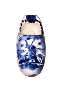Delft Pintado a Mano Holandés Holanda Azul Molino de Viento 2.5" Zueco Zapato Cigarrillo Cenicero - Imagen 1 de 5