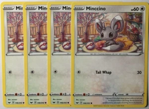 POKEMON 4X MINCCINO 146/202 SWORD & SHIELD COMMON NEAR MINT-PLAYSET - Picture 1 of 1