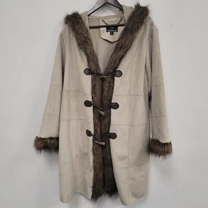 Dennis Basso Y2K Suede Penny Lane Aphgan Coat Size 1X Hooded Western Primitive - Picture 1 of 12