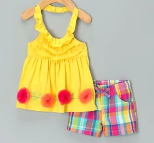 NWT Nannette Infant Girls 2 PC Embellished Top Shorts Set SZ 12M Free Shipping  - Picture 1 of 2