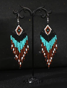 Fashion Earrings ~ Fall Multicolor Seed Beads Bohemian Boho ~  Gift Bag Women - Picture 1 of 4