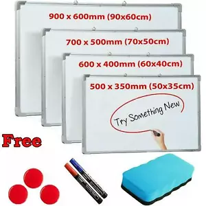 MAGNETIC WHITEBOARD SMALL LARGE WHITE NOTICE BOARD DRY WIPE HOME SCHOOL OFFICE - Picture 1 of 15
