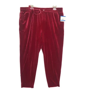 Anne Klein Pants Womens XL Red Velvet Slim Ankle Drawstring Activewear NWT * - Picture 1 of 10