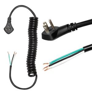 15 Amp Coiled Extension Cord 10 ft - SJEOW Oil Resistant & Flat Plug 3 Prong ... - Picture 1 of 7