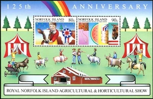 Mini hoja de exhibición agrícola 125 aniversario isla de Norfolk montada sin montar o nunca montada, limpia - Imagen 1 de 1