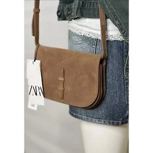 Bolso Bandolera Zara Mujer Cuero Marrón Castaño Bolso Marrón Bolso de Mano Cuero Nuevo - Imagen 1 de 8