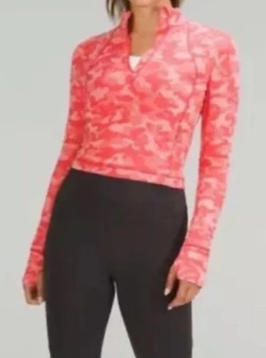 It’s Rulu Run Lululemon Rosa Camuflaje Recortado Media Cremallera Talla 4 Polar Ligero Foto 1 de 4