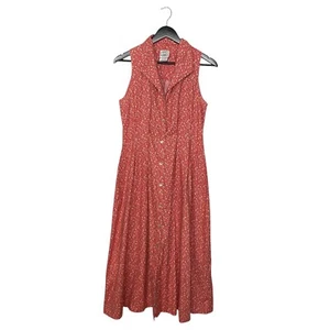 Maxi Camisa Vestido Vintage Laura Ashley Estampado Floral Abotonada Talla UK 12 Rojo - Imagen 1 de 9