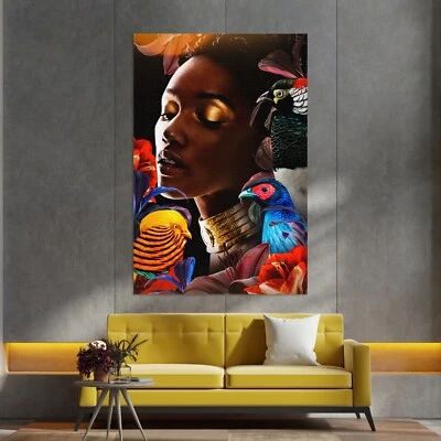 Inspirador lienzo afroamericano enmarcado, retrato de mujer negra decoración de pared Foto 1 de 4