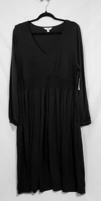 Vestido de cintura Terra & Sky manga comprida preto vários tamanhos plus size novo com etiquetas - Imagem 1 de 4