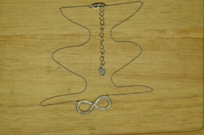 17"-19" 925 Sterling Silver necklace with with pave diamond infinity pendant - Image 1 of 4