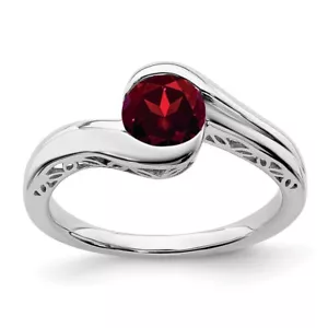 14k White Gold 1 Ct Garnet Bypass Engagement Ring for Women Size 7 - Picture 1 of 8
