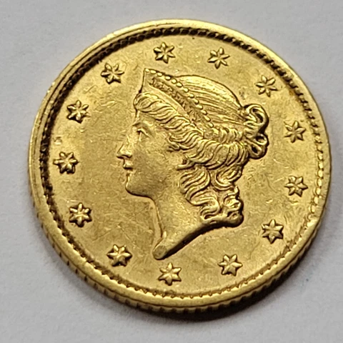1853 $1 Liberty Head Gold Dollar Type 1 Choice AU Scarce Type US Gold *C820 Cover