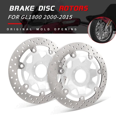 One Pair Front Brake Discs Rotor For Honda Goldwing GL1800 2001-2015 2002 Silver - Image 1 of 4