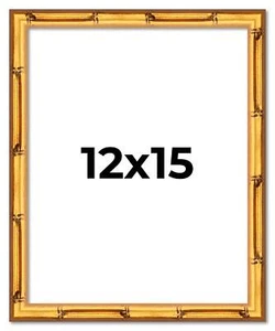 12x15 Frame Gold Bamboo Solid Wood Picture Frame | 1 Inch Moulding Width | Inter - Picture 1 of 10