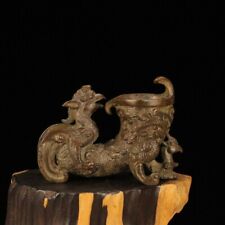 11 cm China Brass Cup Wine Glass animal Beast Cup old Bronze Cup Bowl