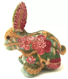 Anke Drechsel Bunny Shaded Mint Embroidered Animal Silk Velvet Hase Kissen Grün - Bild 1 von 6