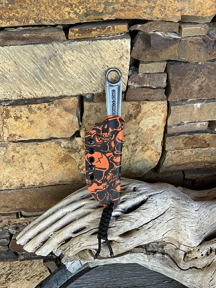Ka-Bar Llave Garaje Tienda Mecánico Hombre Cueva Regalo Cuchillo Naranja Calavera Kydex Foto 1 de 4