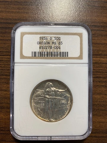 1934-D Oregon Silver Half Dollar Commemorative 50C NGC MS 65 PQ NICE Cover