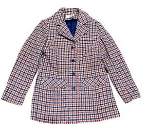 VINTAGE 70s PENDLETON SUIT JACKET SIZE 12 RED TARTAN PLAID FULLY LINED WOMENS - Picture 1 of 6