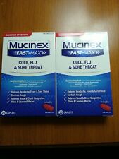 2 Mucinex Fast-Max Maximum Strength Cold Flu & Sore Throat, 40 Caplets TTL,10/24