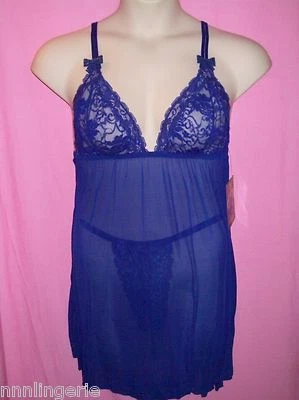 Dreamgirl Lingerie Sapphire Surprise Plus Size Babydoll & Matching Thong Panty - Image 1 of 4