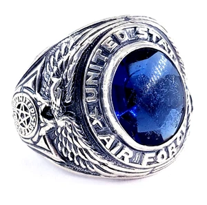 Vintage 925 Sterling Silver UNITED STATES AIF FORCE Mens Class Ring Size 9 USAF - Picture 1 of 8