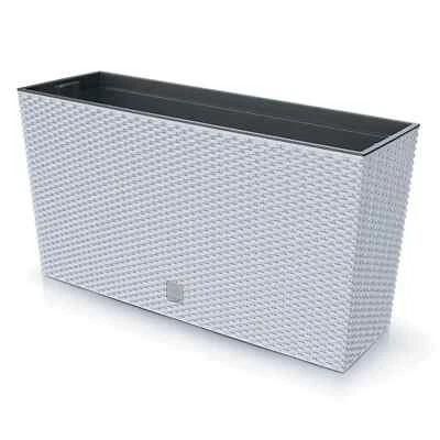 Tall Flower Pot Planter Rectangular Trough Indoor Outdoor Patio White 77cm - Image 1 of 4