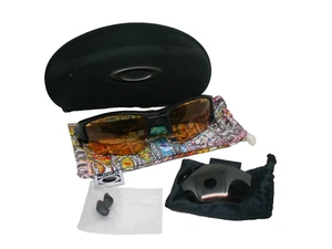 Oakley Sports Sunglasses Black Frame Orange Lenses + Extra Lens, Case, Nose Pads - Picture 1 of 9