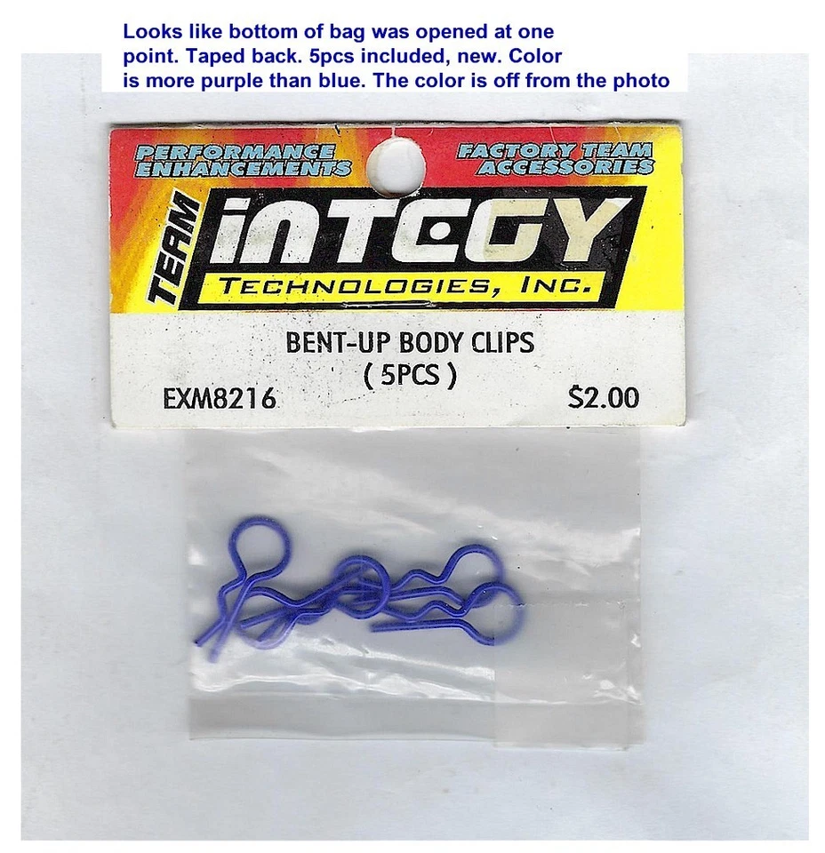 Vintage RC Car Integy EXM8216 Bent Up Body Clips Pins (purple) 5pc Old Stock New - Image 1 of 1