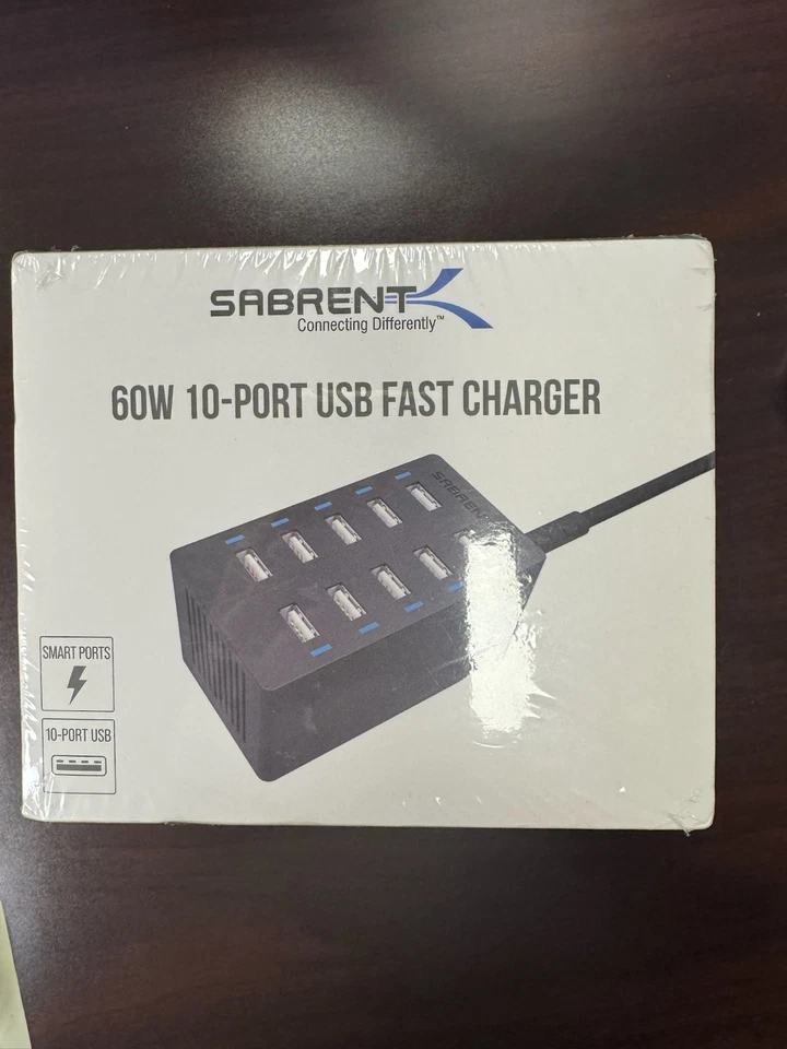 CARGADOR RÁPIDO USB SABRENT 60W 10 PUERTOS, AX-TPCS Foto 1 de 1