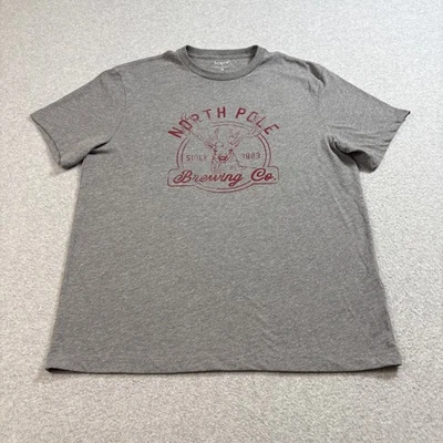 J Crew Shirt Woman Large Gray North Pole Brewing Co Stag Graphic Casual Retro - Image 1 of 4
