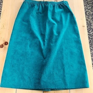 Vintage Abe Schrader Damen Wildleder A-Linie Reißverschluss volle/mittlere Länge Rock türkis Gr. 14 - Bild 1 von 14