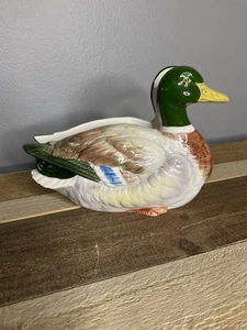 Servilletero de cerámica vintage Otagiri Mallard Duck artesanal cerámica Japón - Imagen 1 de 5