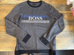 Hugo Boss Sweatshirt Mens Small Grey Embroidered Crewneck - Picture 1 of 12