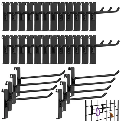 6-Inch Gridwall Hooks, 32 Pieces for Grid Wall Panel, Black - Image 1 of 4