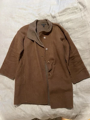 Eileen Fisher Alpaca Wool Shawl Collar coat Brown - Image 1 of 4