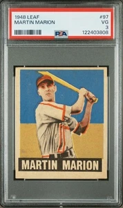 Hoja 1948 - Martin Marion #97 (RC) Cardinals PSA 3 en muy buena condición  - Imagen 1 de 2