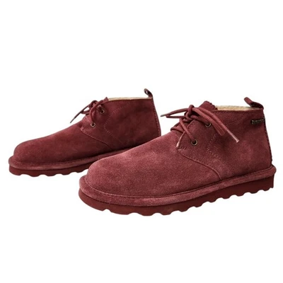 Bearpaw Skye Burgundy Suede Lace Up Fur Lined Chukka Boots Women Size 8 Outdoors - Image 1 of 4