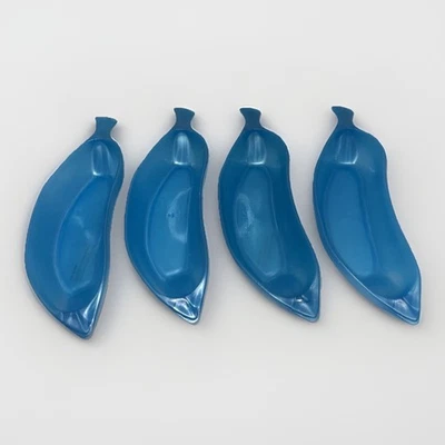 4 platos divididos de plátano vintage, cuencos de helado, plástico duro en azul retro, ¡DIVERTIDO!! Foto 1 de 2