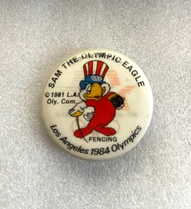 Olympische Spiele 1984 Los Angeles Sam Fecht Pin Button Hologramm - Bild 1 von 3
